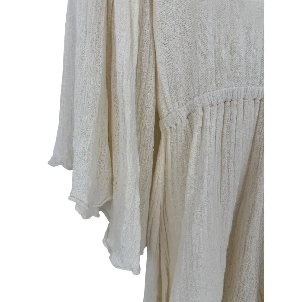 Free People Bell Sleeve Cream Romper Playsuit S| Boho Coastal Cowgirl Whimsigoth - Picture 14 of 16